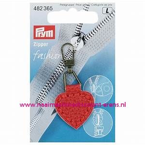 Fashion Zipper leder imitatie "rood hart" prym art.nr. 482365 